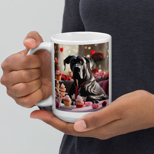 Great Dane Romantic- White glossy mug v2