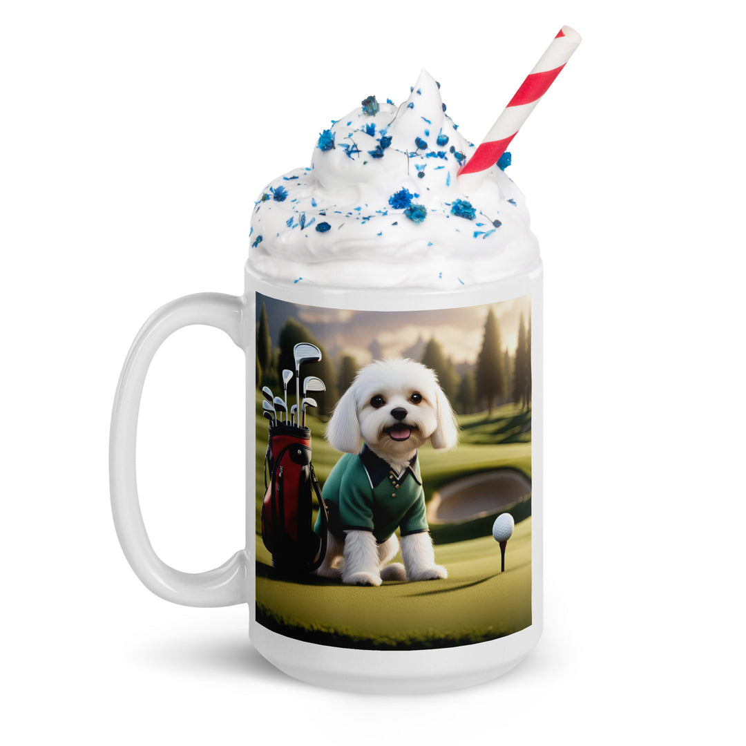 Cavachon Golfer- White glossy mug v2