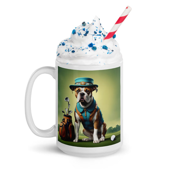 Catahoula Bulldog Golfer- White glossy mug v3