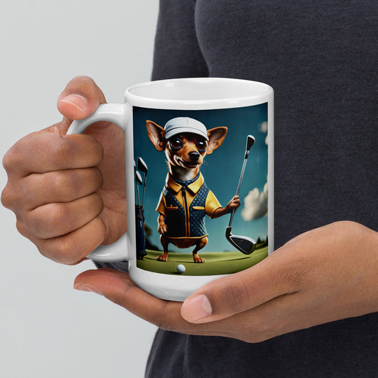 Chiweenie Golfer- White glossy mug v2