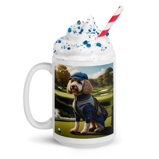 Cockapoo Golfer- White glossy mug v9