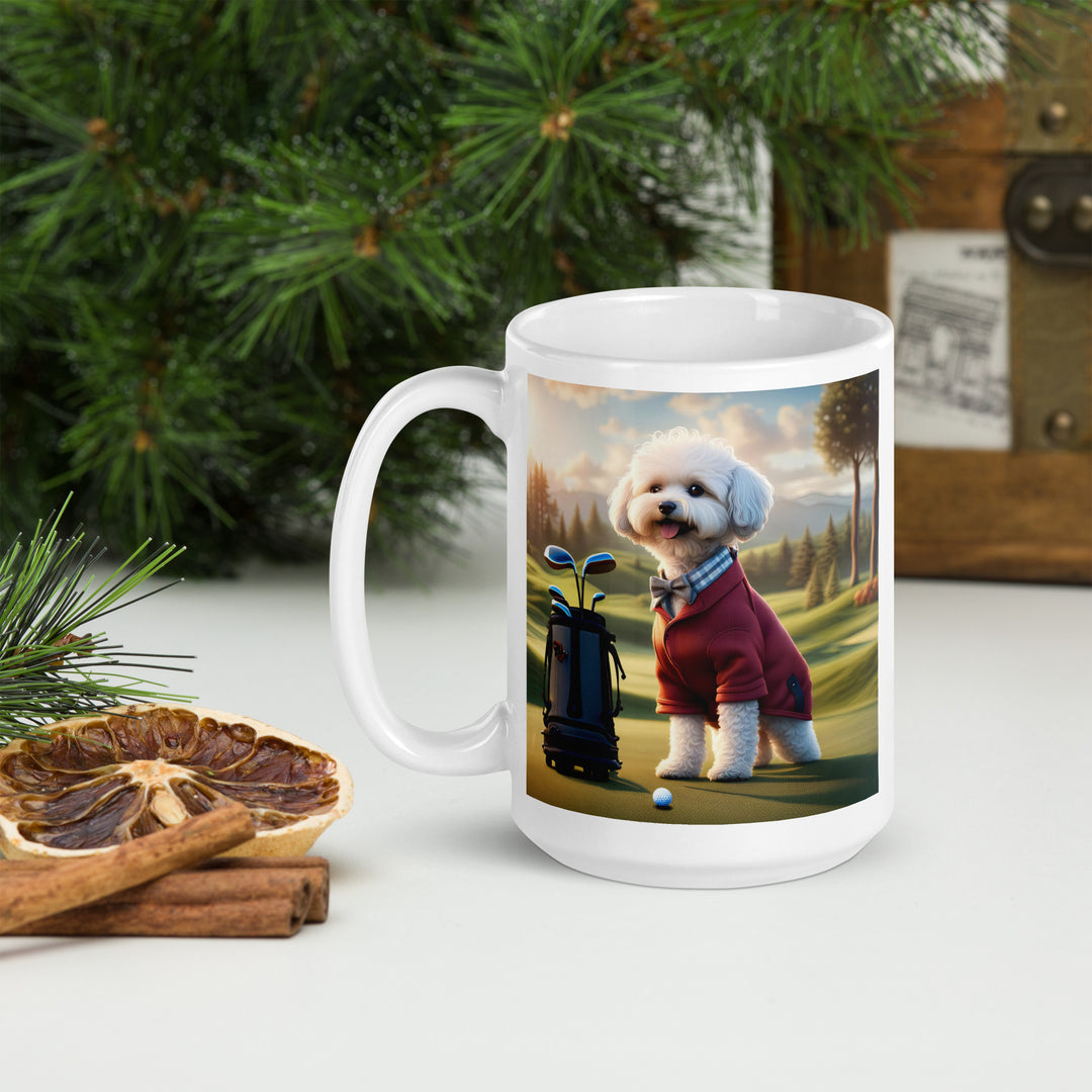 Maltipoo Golfer- White glossy mug v10