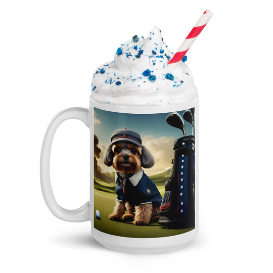 Pekapoo Golfer- White glossy mug v6