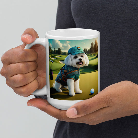 Pekapoo Golfer- White glossy mug v11