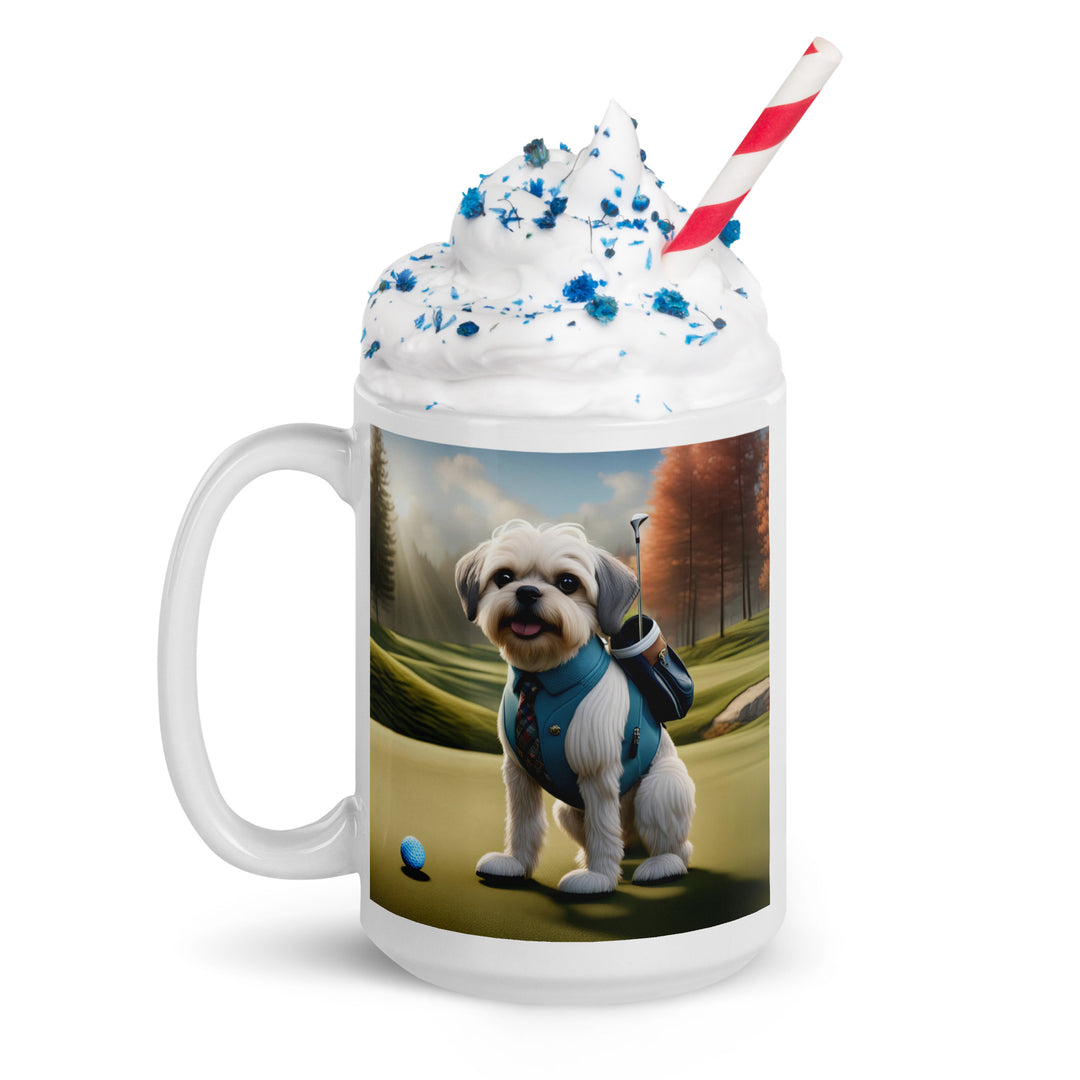 Pugapoo Golfer- White glossy mug v2