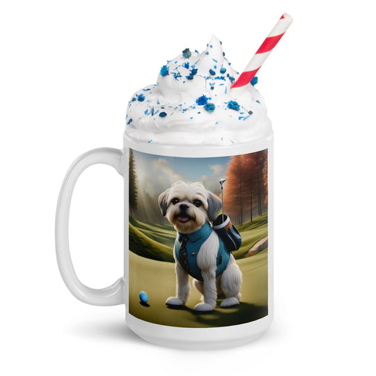Pugapoo Golfer- White glossy mug v2