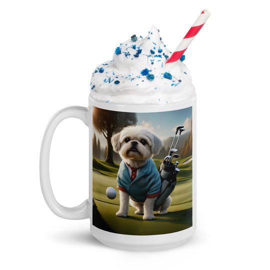 Pugapoo Golfer- White glossy mug v4