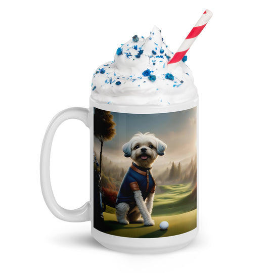 Pugapoo Golfer- White glossy mug v7