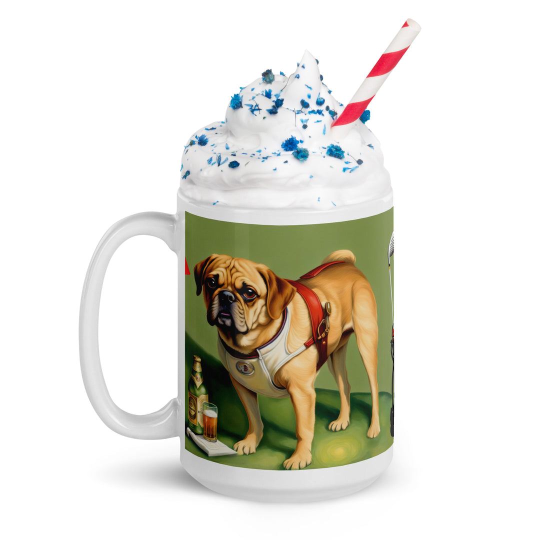 Puggle Golfer- White glossy mug v15