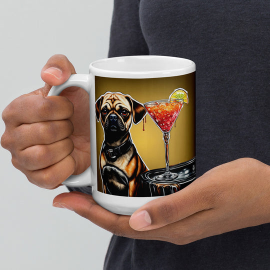 Puggle General- White glossy mug v17