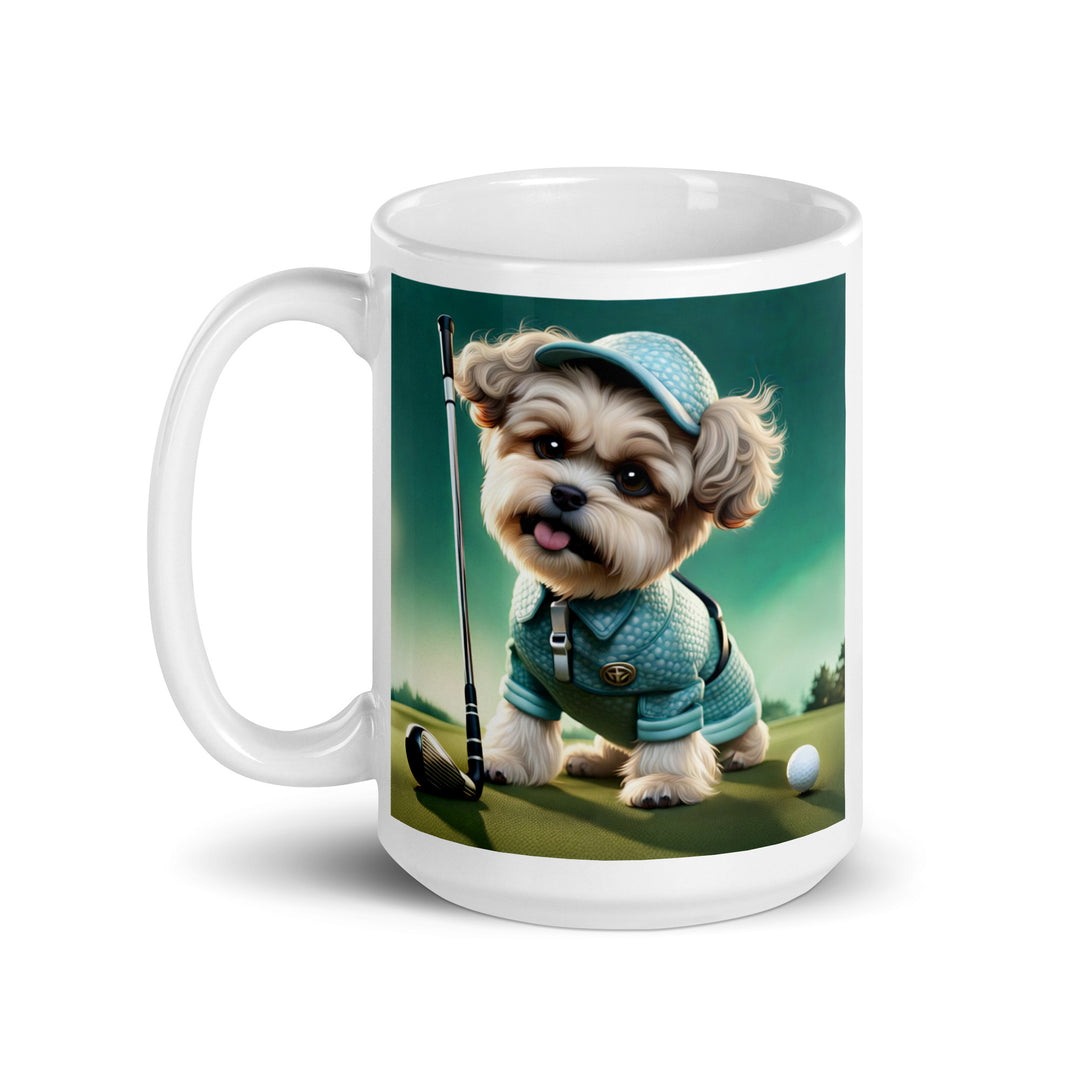 Shih-Poo Golfer- White glossy mug