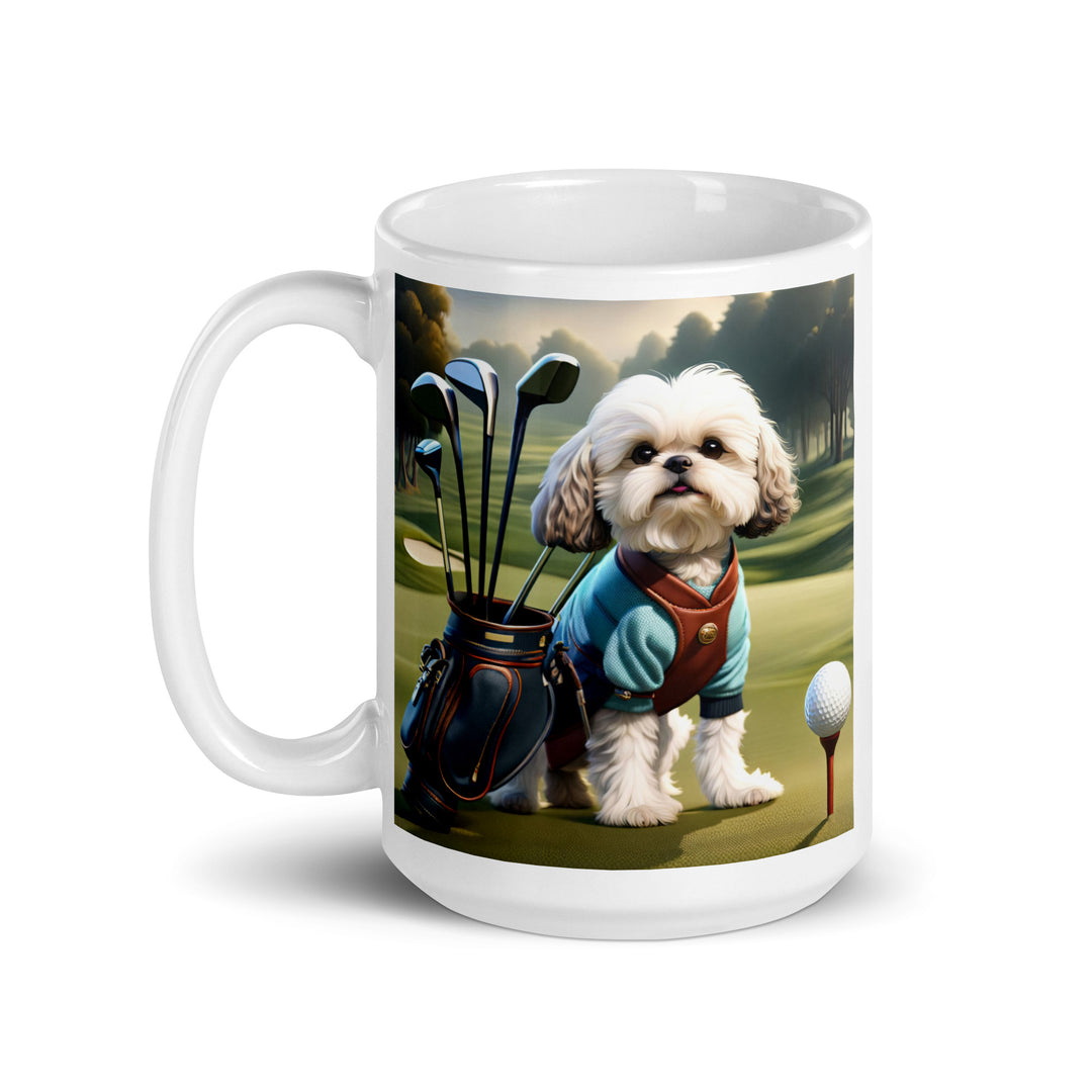 Shih-Poo Golfer- White glossy mug v2