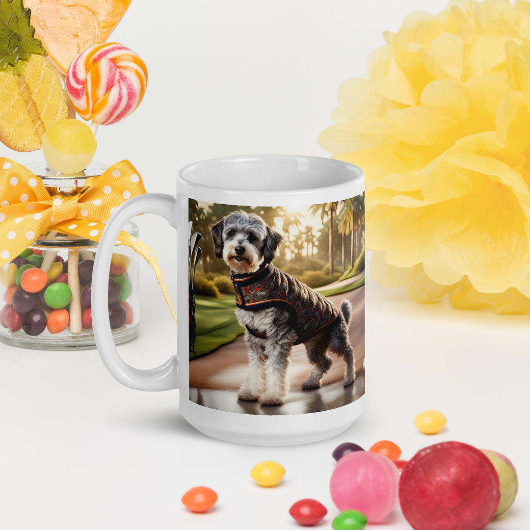 Schnoodle Golfer- White glossy mug v11