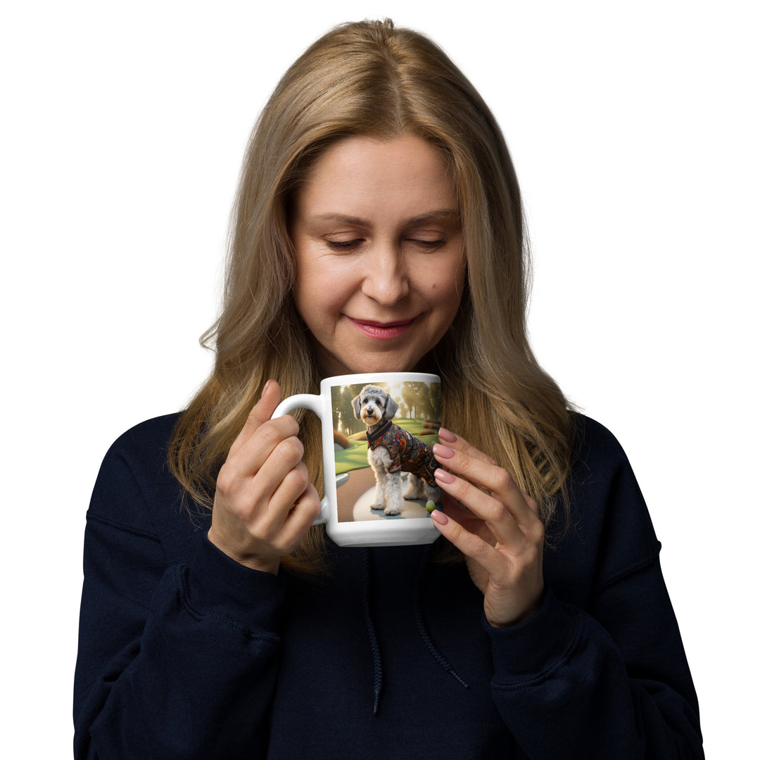 Schnoodle Golfer- White glossy mug v14