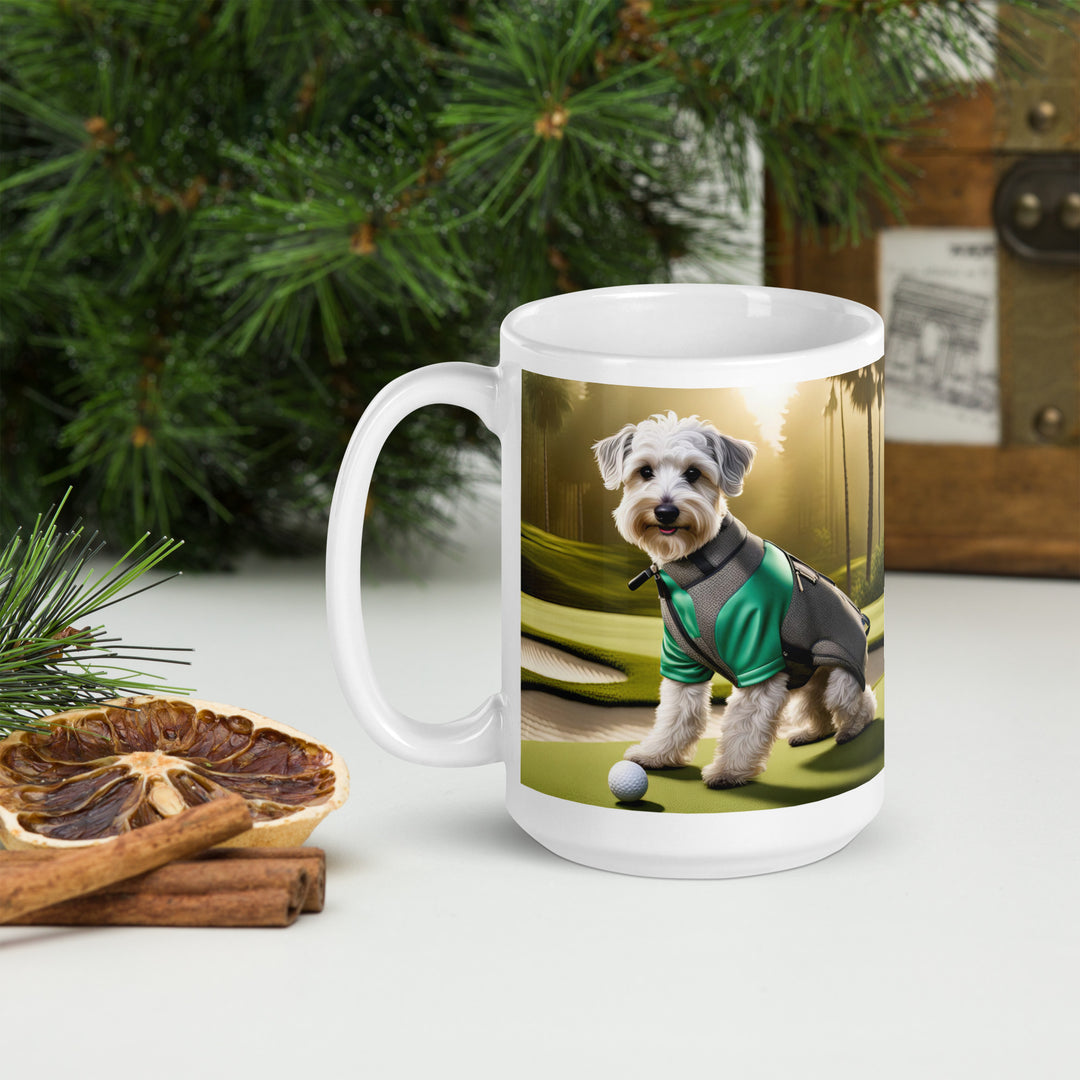 Schnoodle Golfer- White glossy mug v3