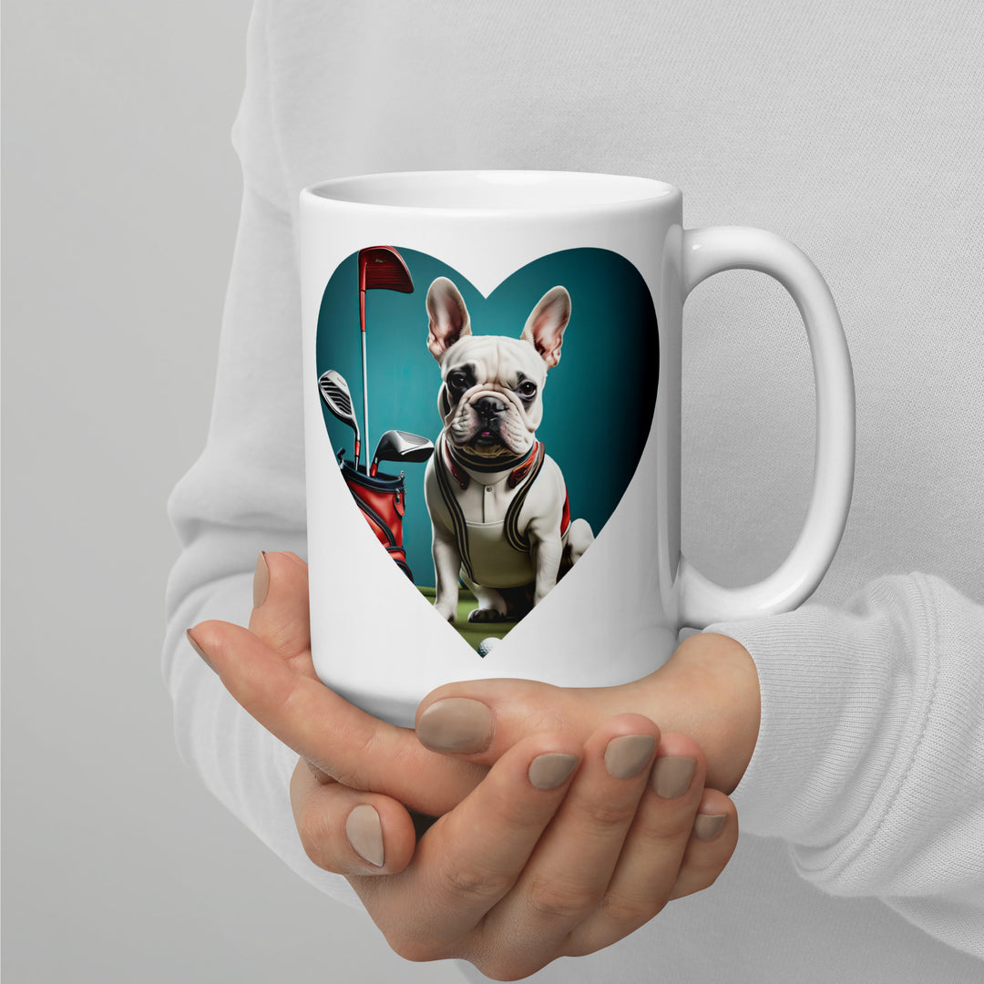 White glossy mug-French Bulldog V2