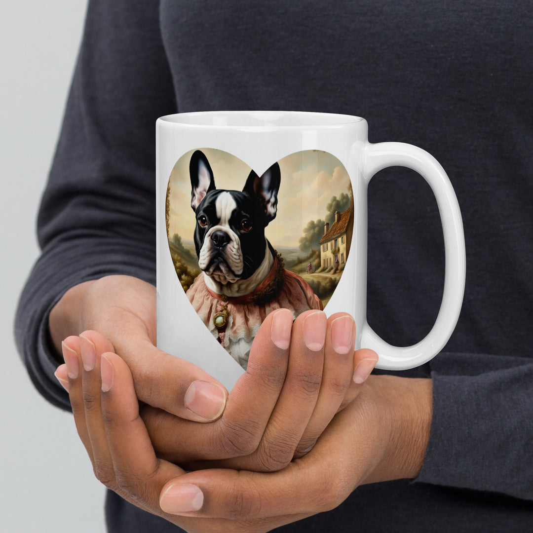 White glossy mug-French Bulldog V4