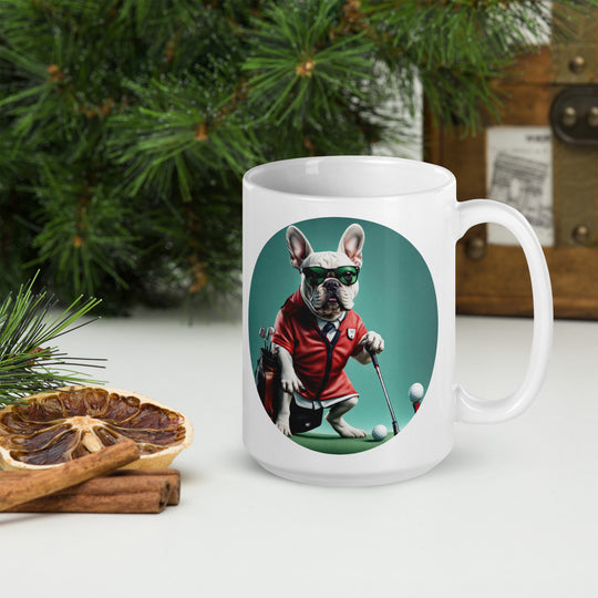 White glossy mug-French Bulldog V5