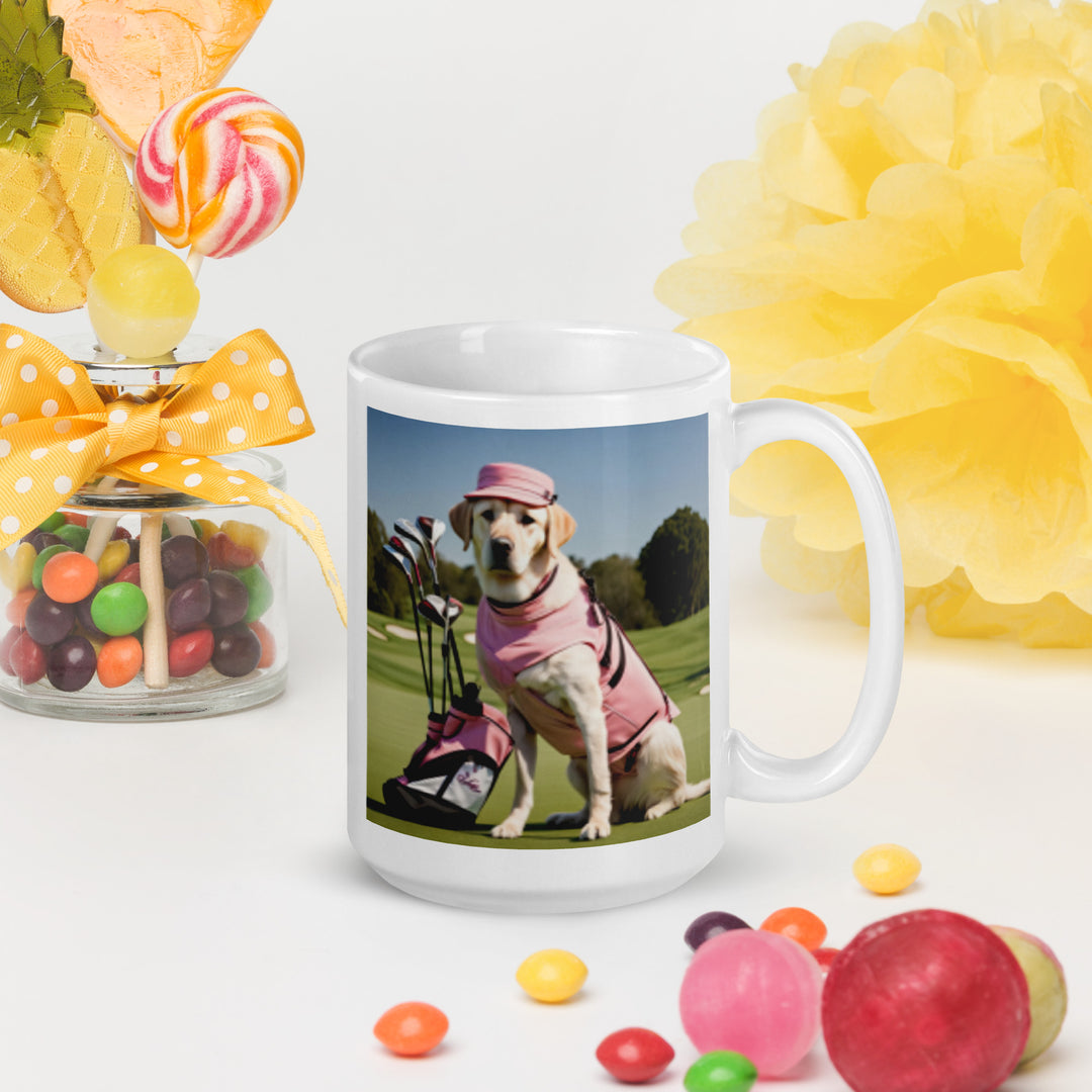 Golden Retriever Golfer-White glossy mug