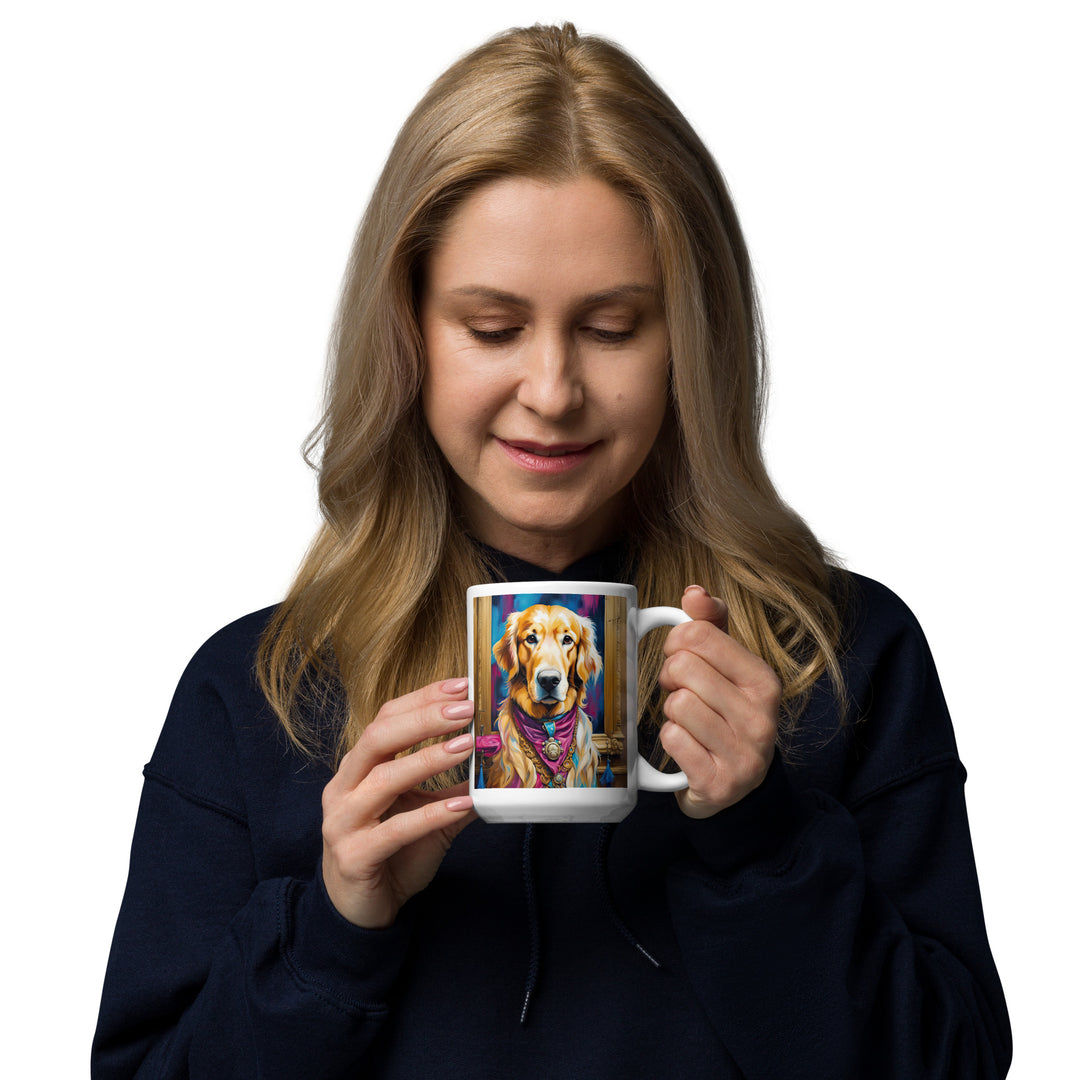 Golden Retriever- White glossy mug v2