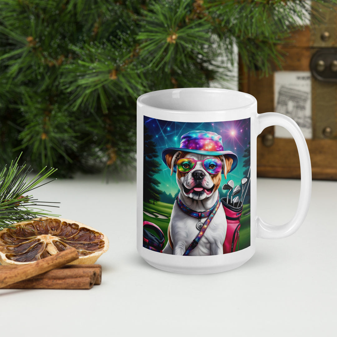 American Bulldog Golfer- White glossy mug