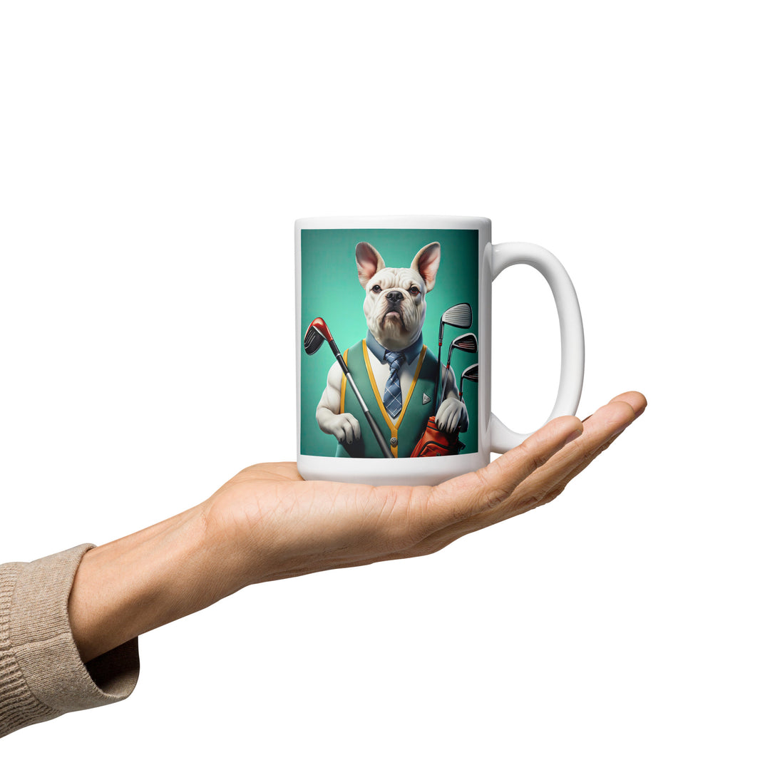 American Bulldog Golfer- White glossy mug v2