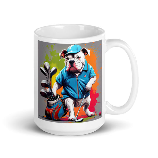 Bulldog Golfer- White glossy mug v3