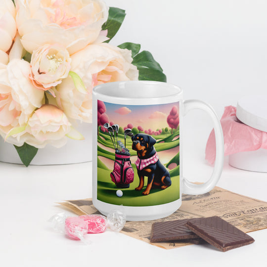 Rottweiler Golfer- White glossy mug v4