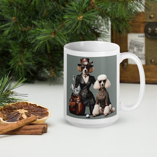 Poodle Golfer- White glossy mug V6