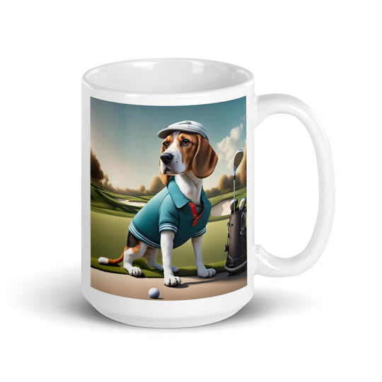 Beagle Golfer- White glossy mug v2