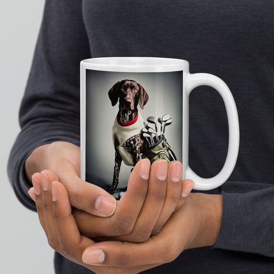 German Shorthaired Pointer Golfer- White glossy mug v4