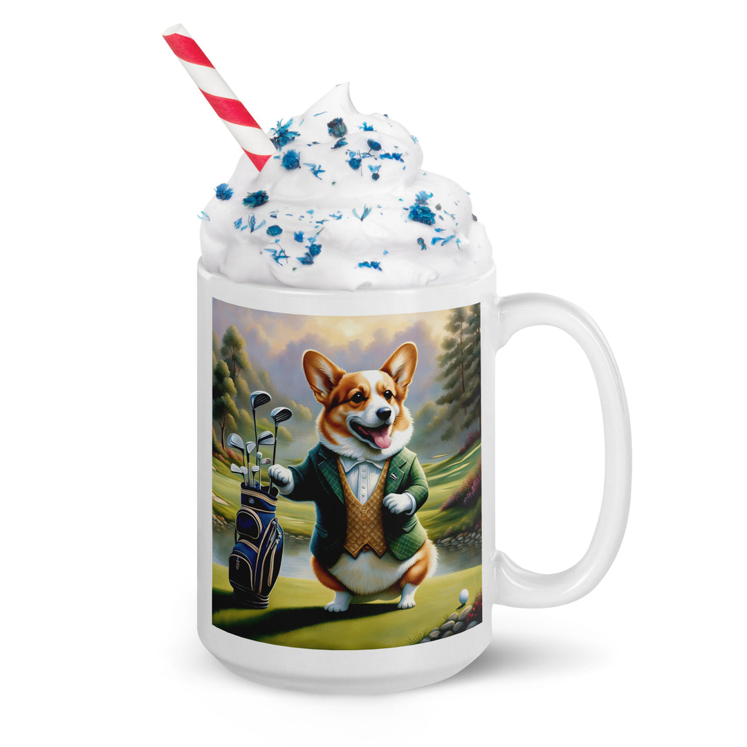 Pembroke Welsh Corgi Golfer- White glossy mug v4