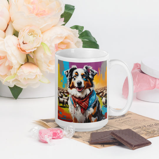 Australian Shepherd- White glossy mug v3