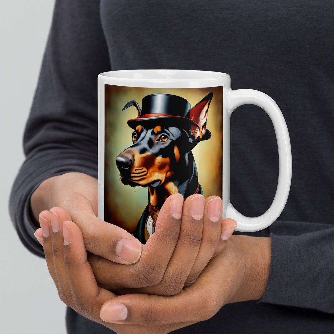 Doberman Pinscher- White glossy mug v3