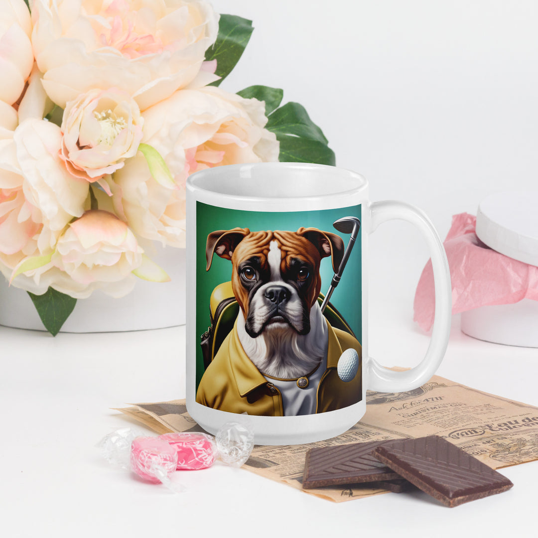 Boxer Golfer- White glossy mug