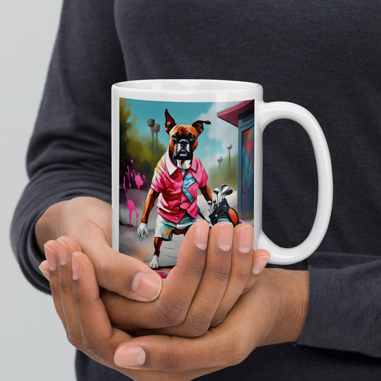 Boxer Golfer- White glossy mug v2