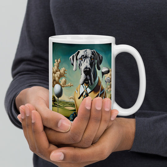 Great Dane Golfer- White glossy mug v2