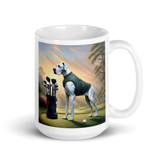 Great Dane Golfer- White glossy mug v3