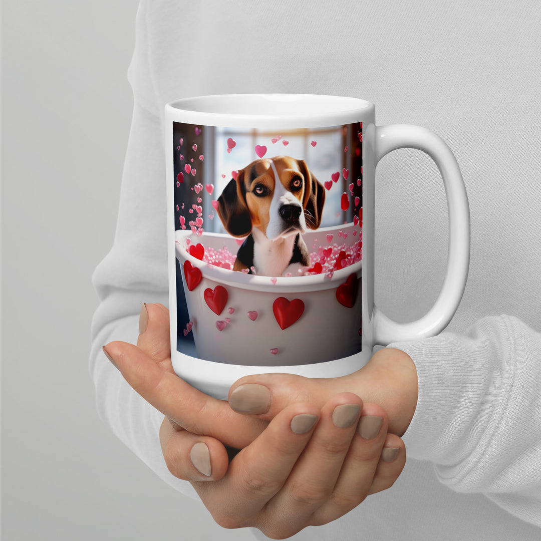 Beagle Romantic- White glossy mug