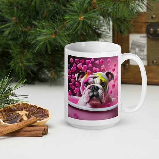 Bulldog Romantic- White glossy mug