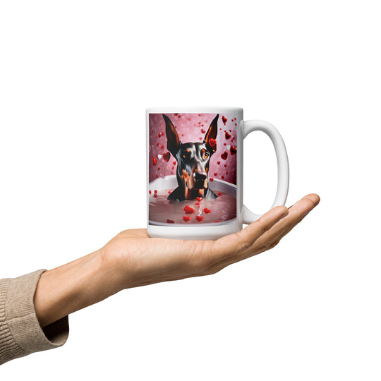 Doberman Pinscher Romantic- White glossy mug