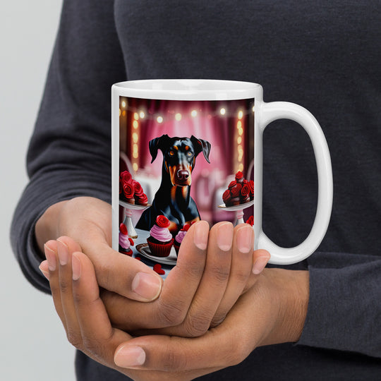 Doberman Pinscher Romantic- White glossy mug v2