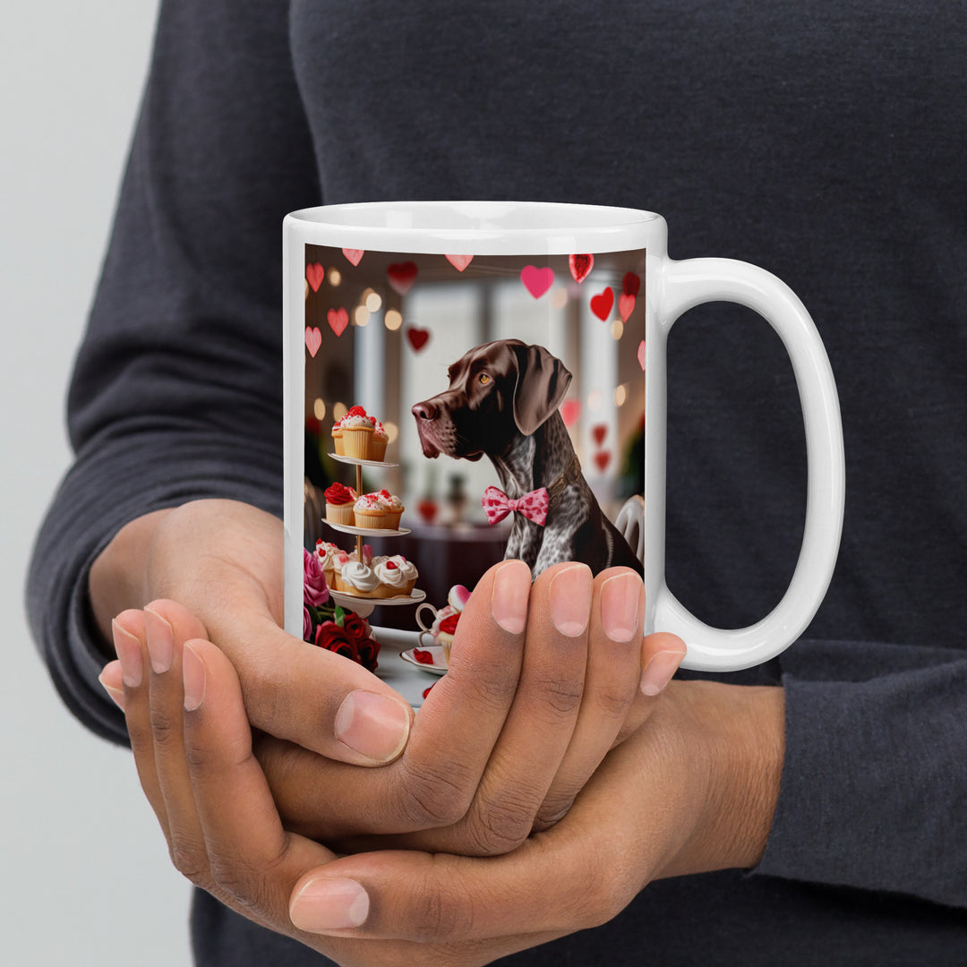 German Shorthaired Pointer Romantic- White glossy mug v3