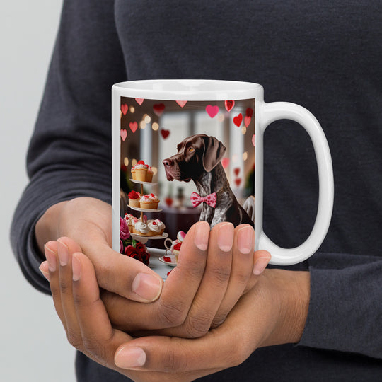 German Shorthaired Pointer Romantic- White glossy mug v3