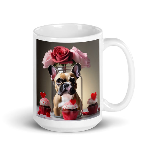 French Bulldog Romantic- White glossy mug v4