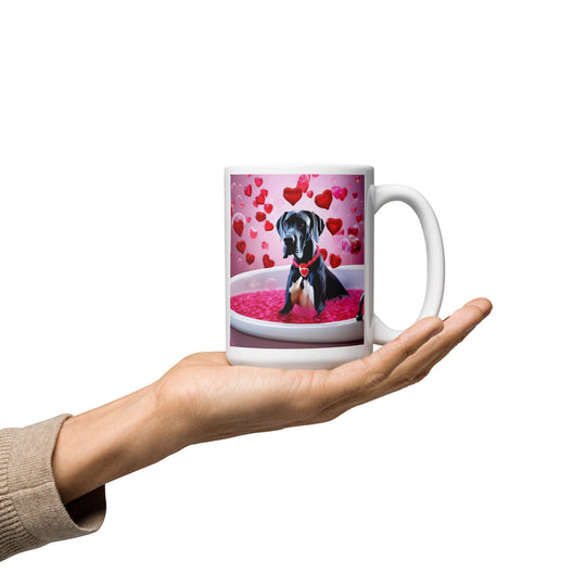 Great Dane Romantic- White glossy mug