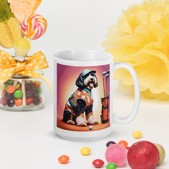 Bernedoodle Golfer- White glossy mug v4