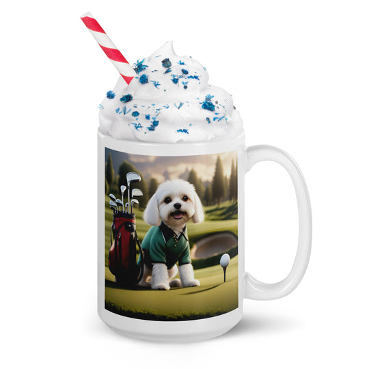 Cavachon Golfer- White glossy mug v2