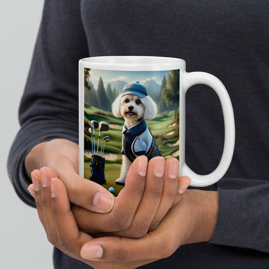 Cavachon Golfer- White glossy mug v4