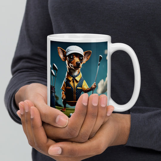 Chiweenie Golfer- White glossy mug v2